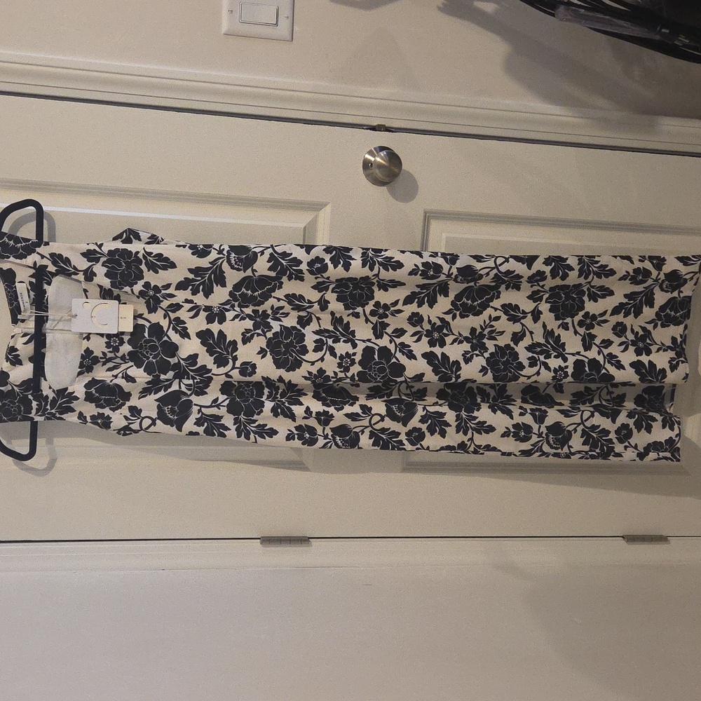 Commense Black and White Floral Midi Dress, Size S, NWT